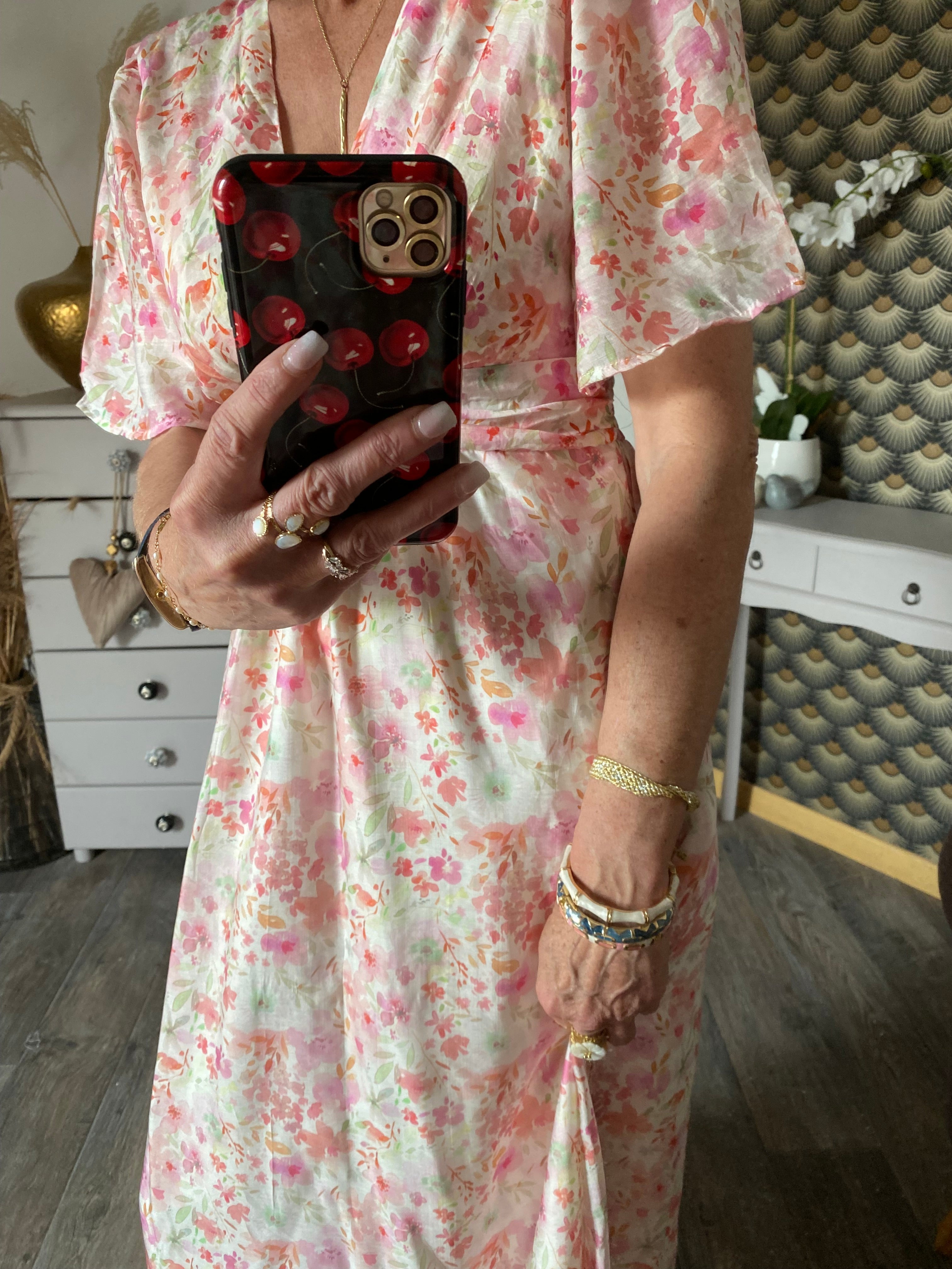 ROBE  LONGUE EMMA  MODELE 2 ROSE   TAILLE S/M OU M/L