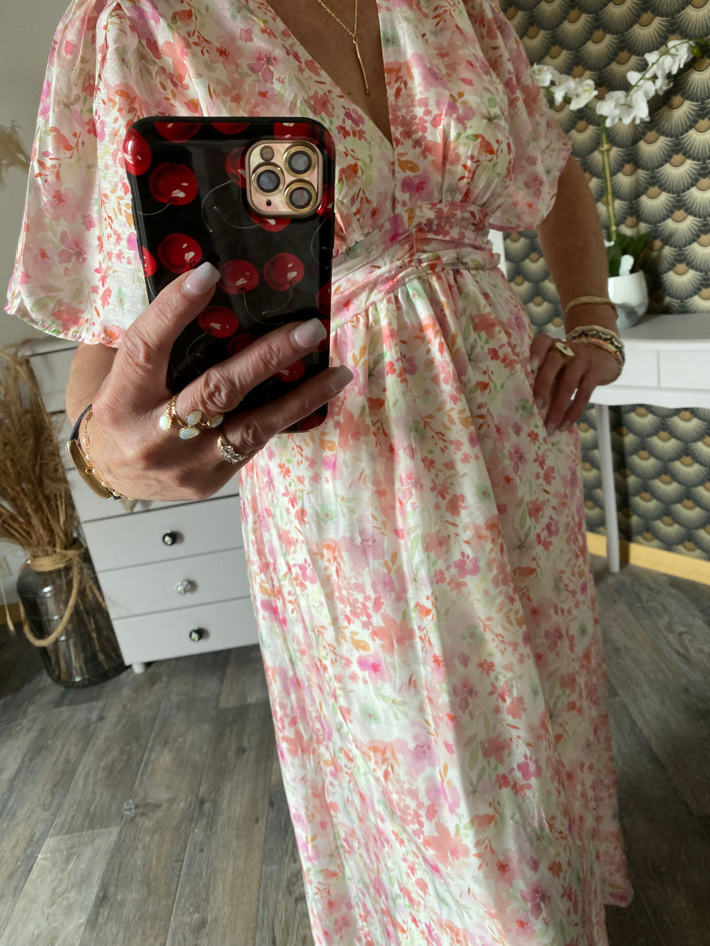 ROBE  LONGUE EMMA  MODELE 2 ROSE   TAILLE S/M OU M/L