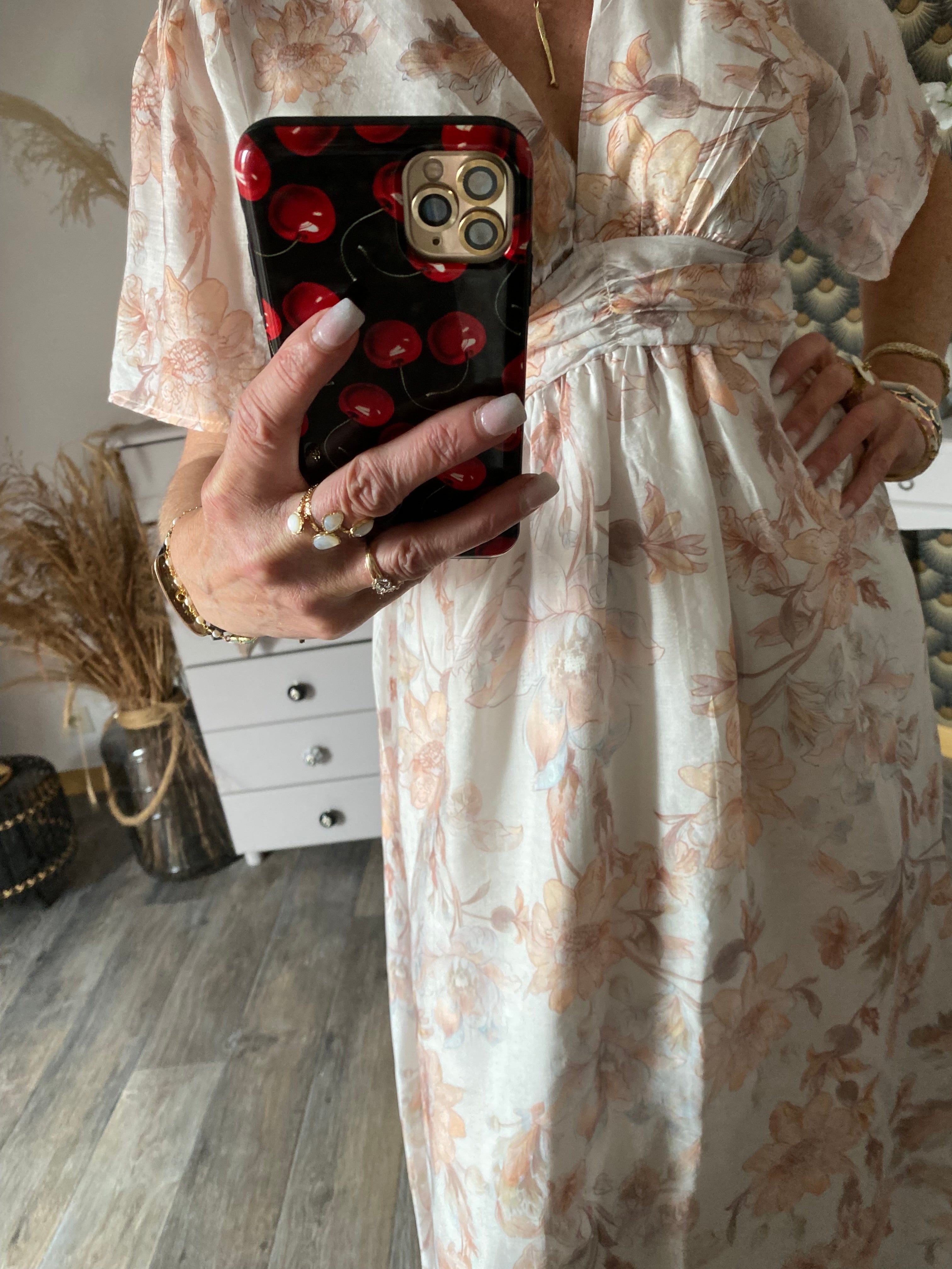 ROBE LONGUE  EMMA  MODELE 1 BEIGE  TAILLE S/M OU M/L