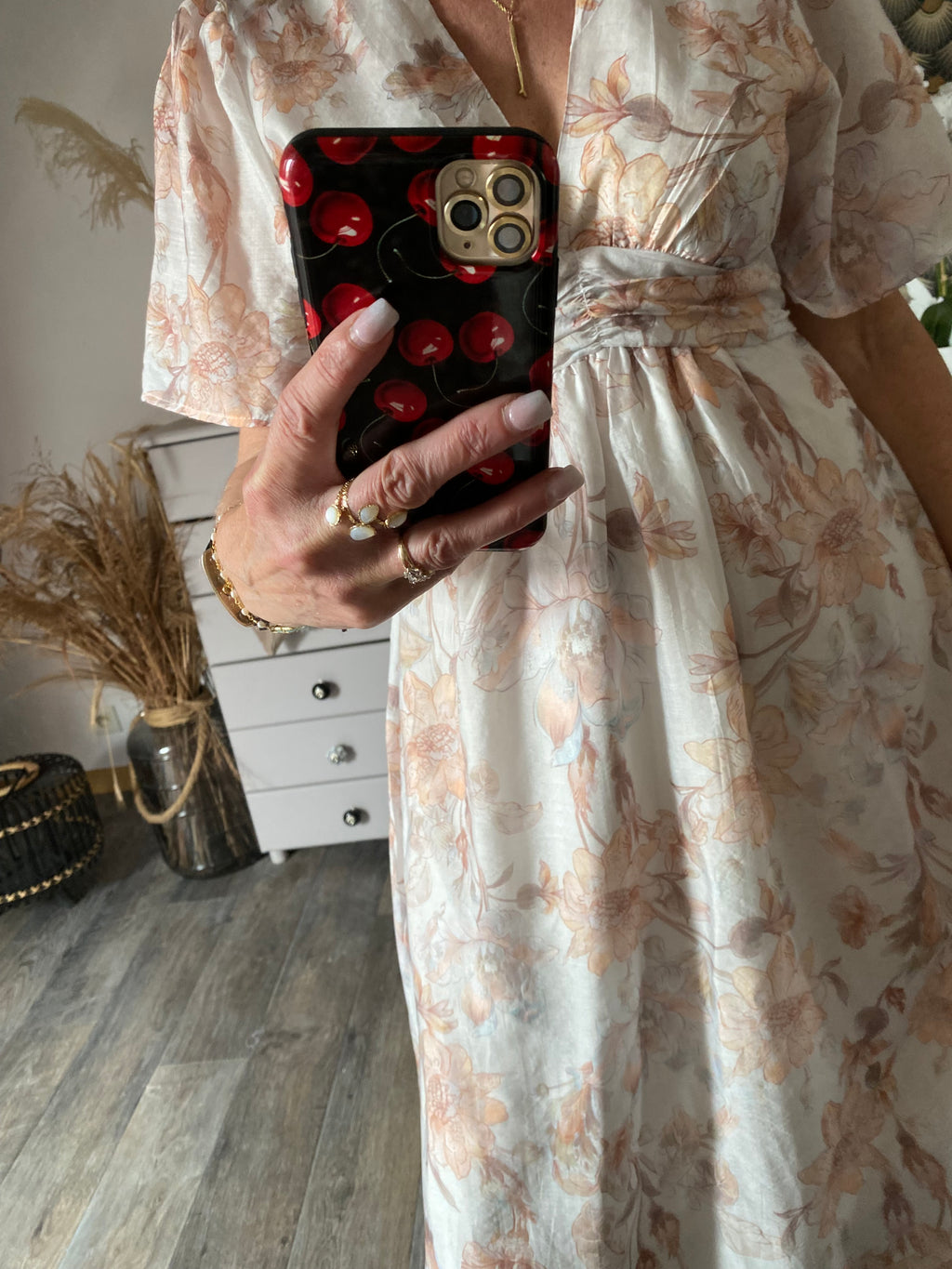 ROBE LONGUE  EMMA  MODELE 1 BEIGE  TAILLE S/M OU M/L