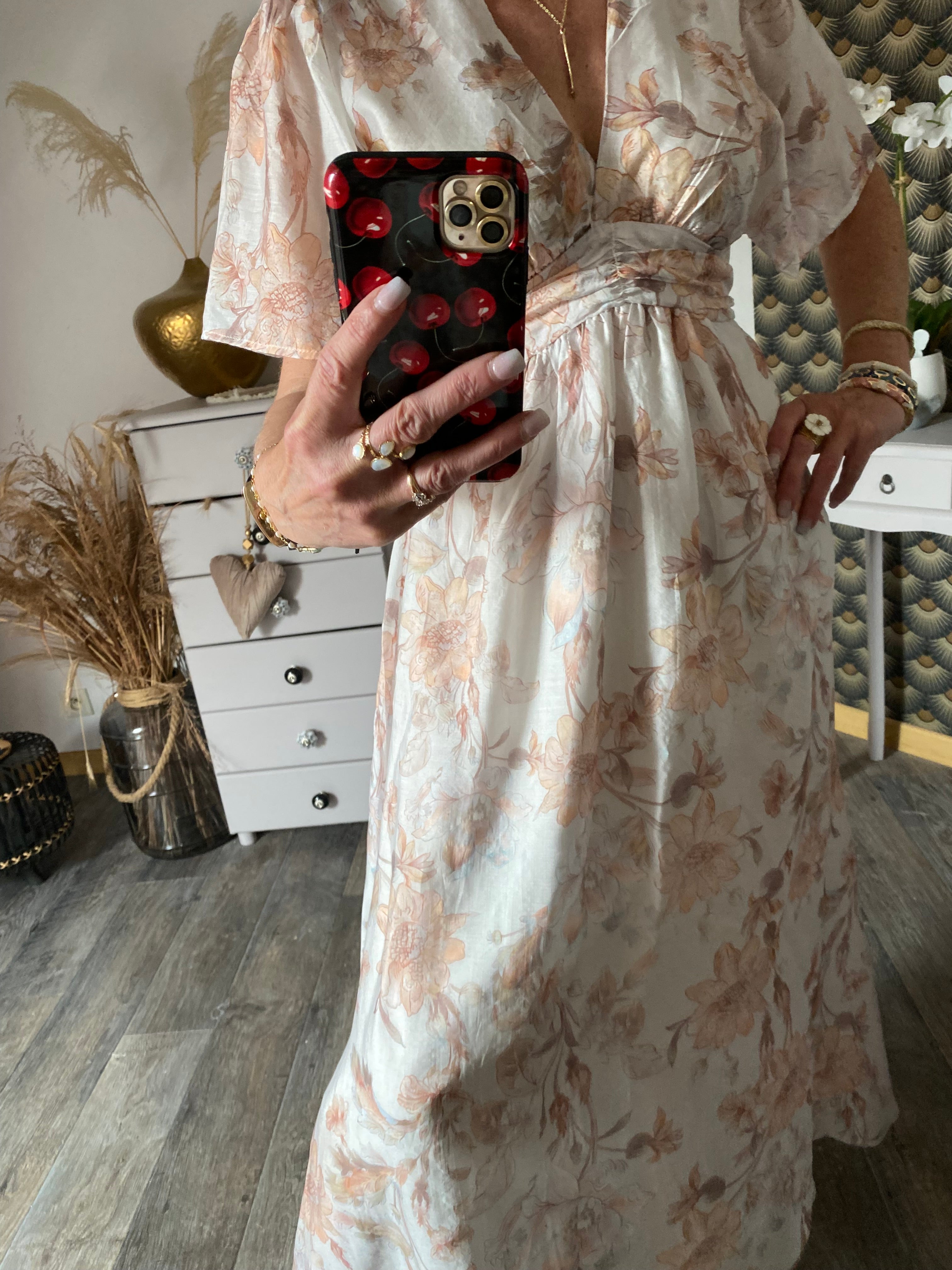 ROBE LONGUE  EMMA  MODELE 1 BEIGE  TAILLE S/M OU M/L