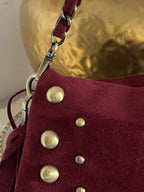 SAC SUEDE A FRANGE BORDEAUX