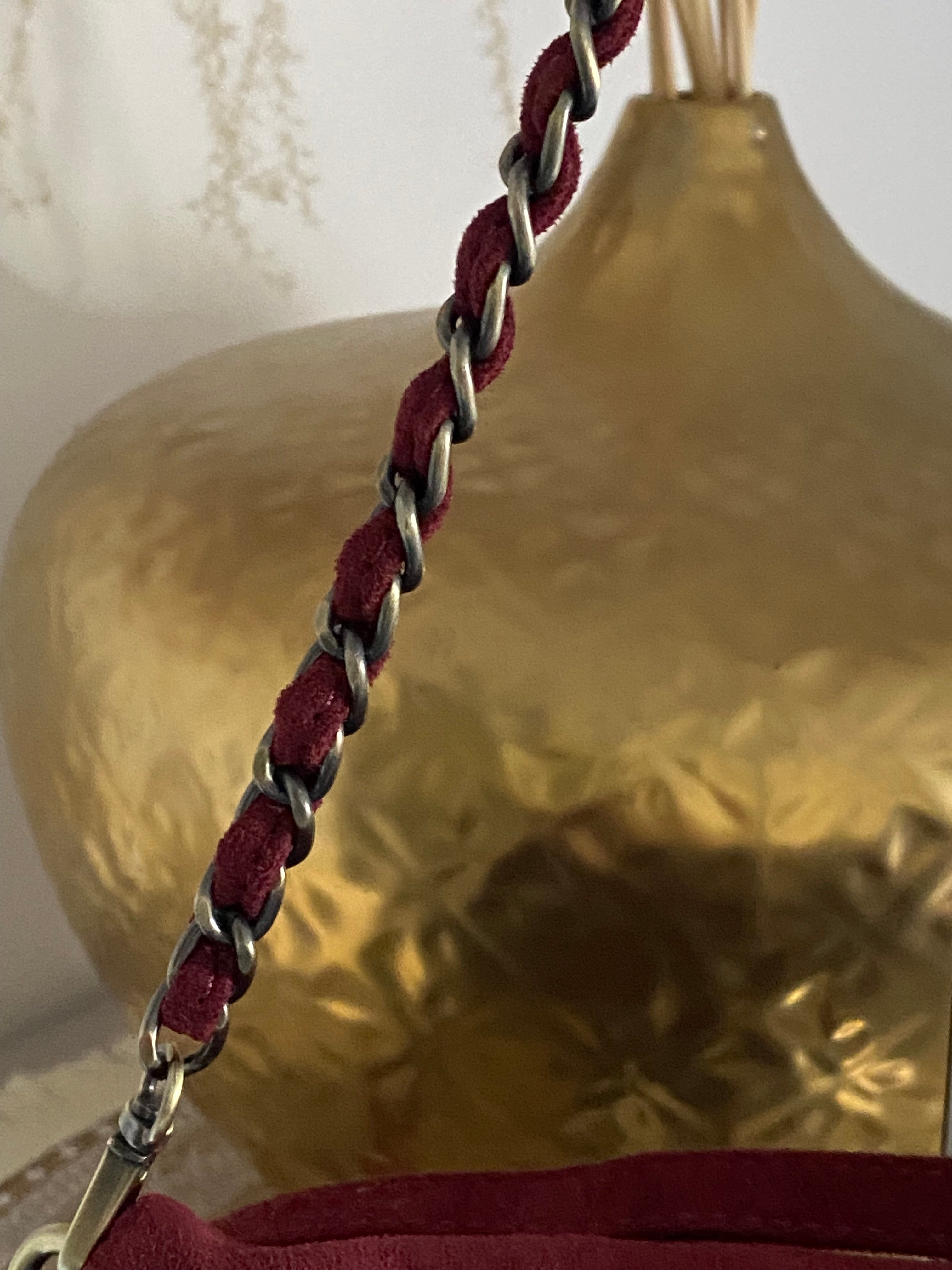 SAC SUEDE A FRANGE BORDEAUX