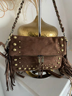 SAC SUEDE A FRANGE CHOCO