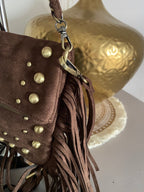 SAC SUEDE A FRANGE CHOCO
