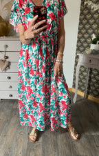 ROBE MILY FLEURS VERTES 36/42