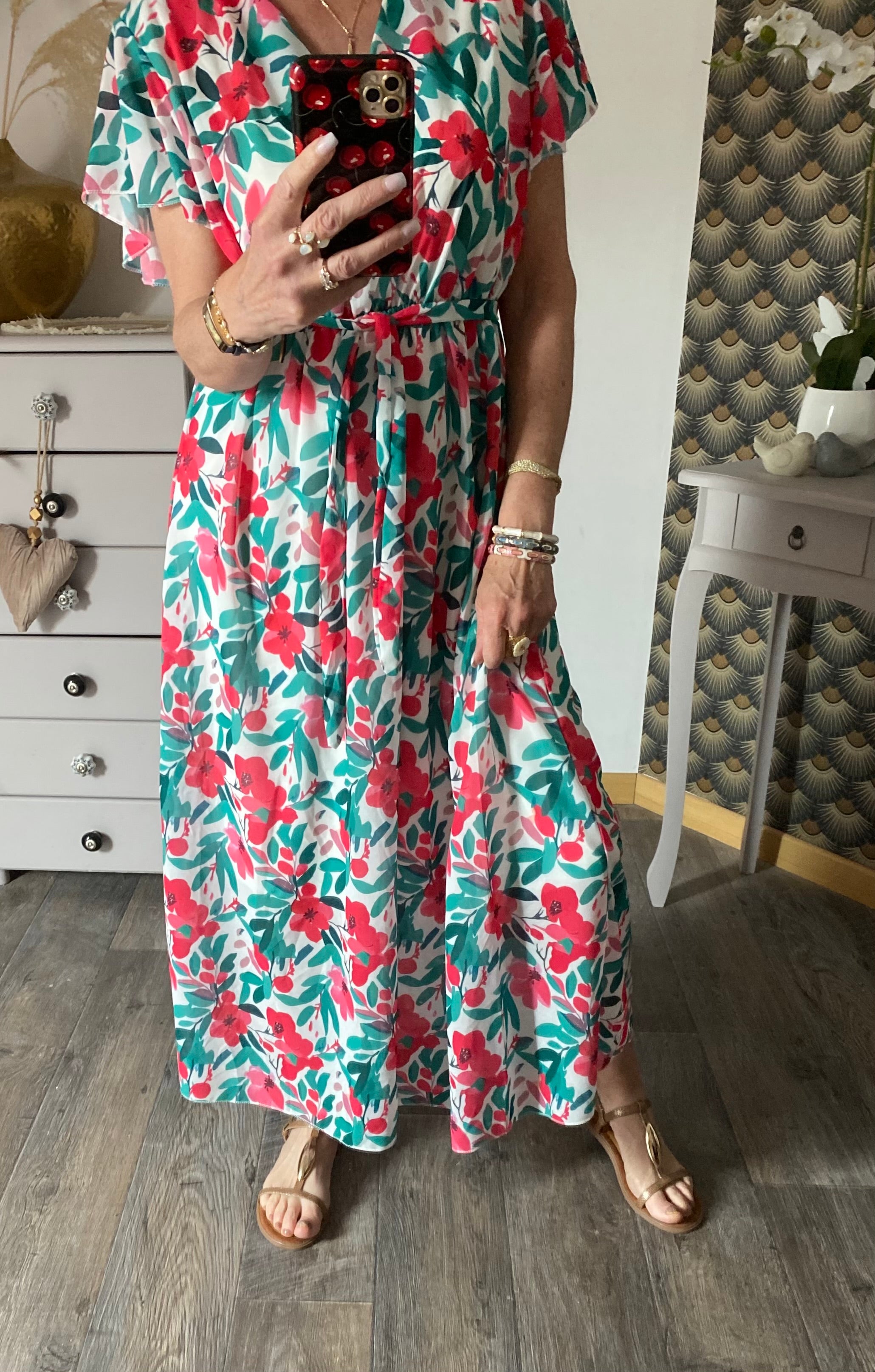 ROBE MILY FLEURS VERTES 36/42