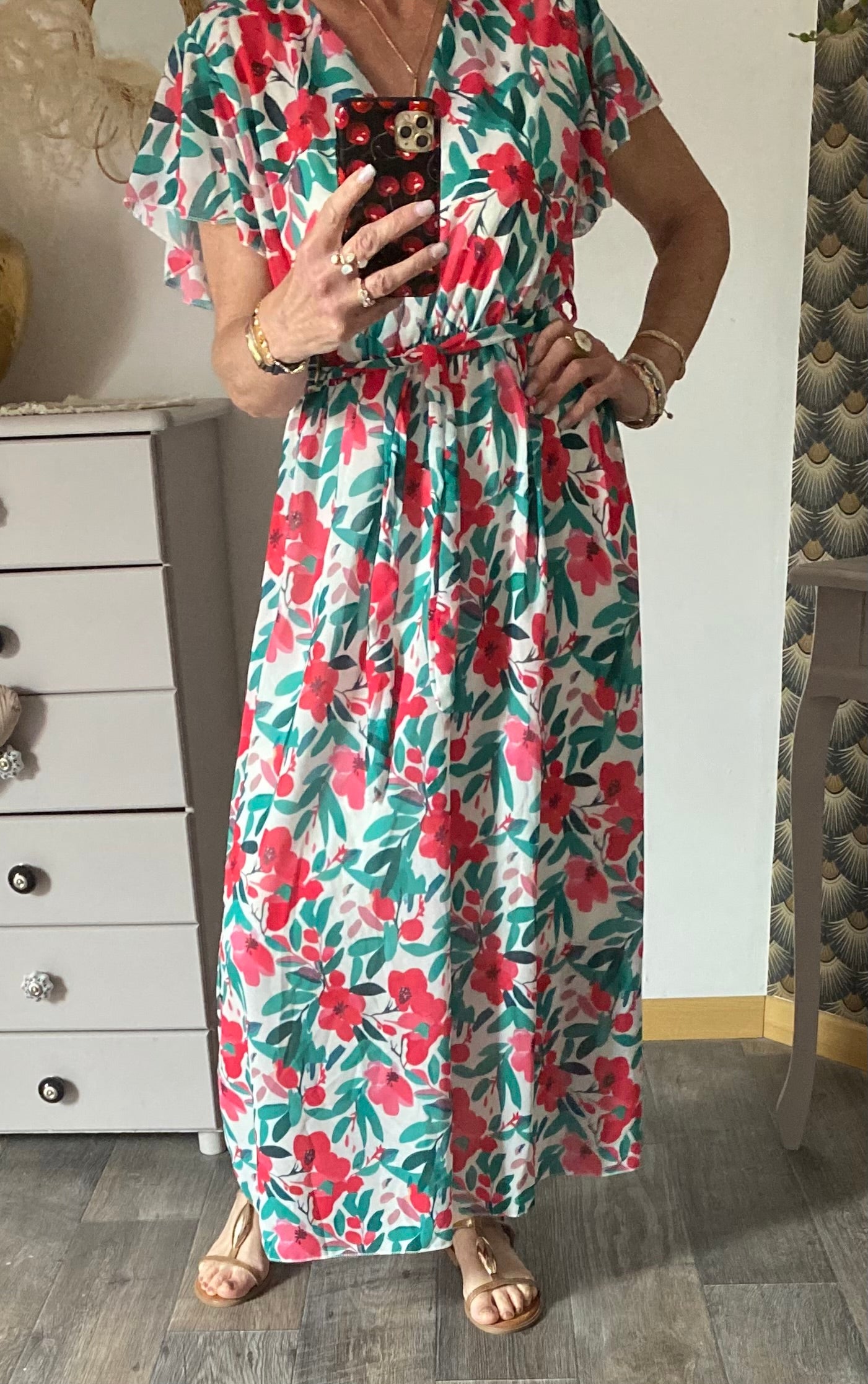 ROBE MILY FLEURS VERTES 36/42