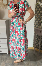 ROBE MILY FLEURS VERTES 36/42