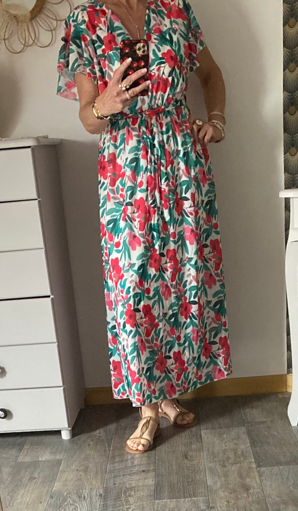 ROBE MILY FLEURS VERTES 36/42