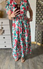 ROBE MILY FLEURS VERTES 36/42