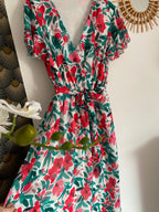 ROBE MILY FLEURS VERTES 36/42