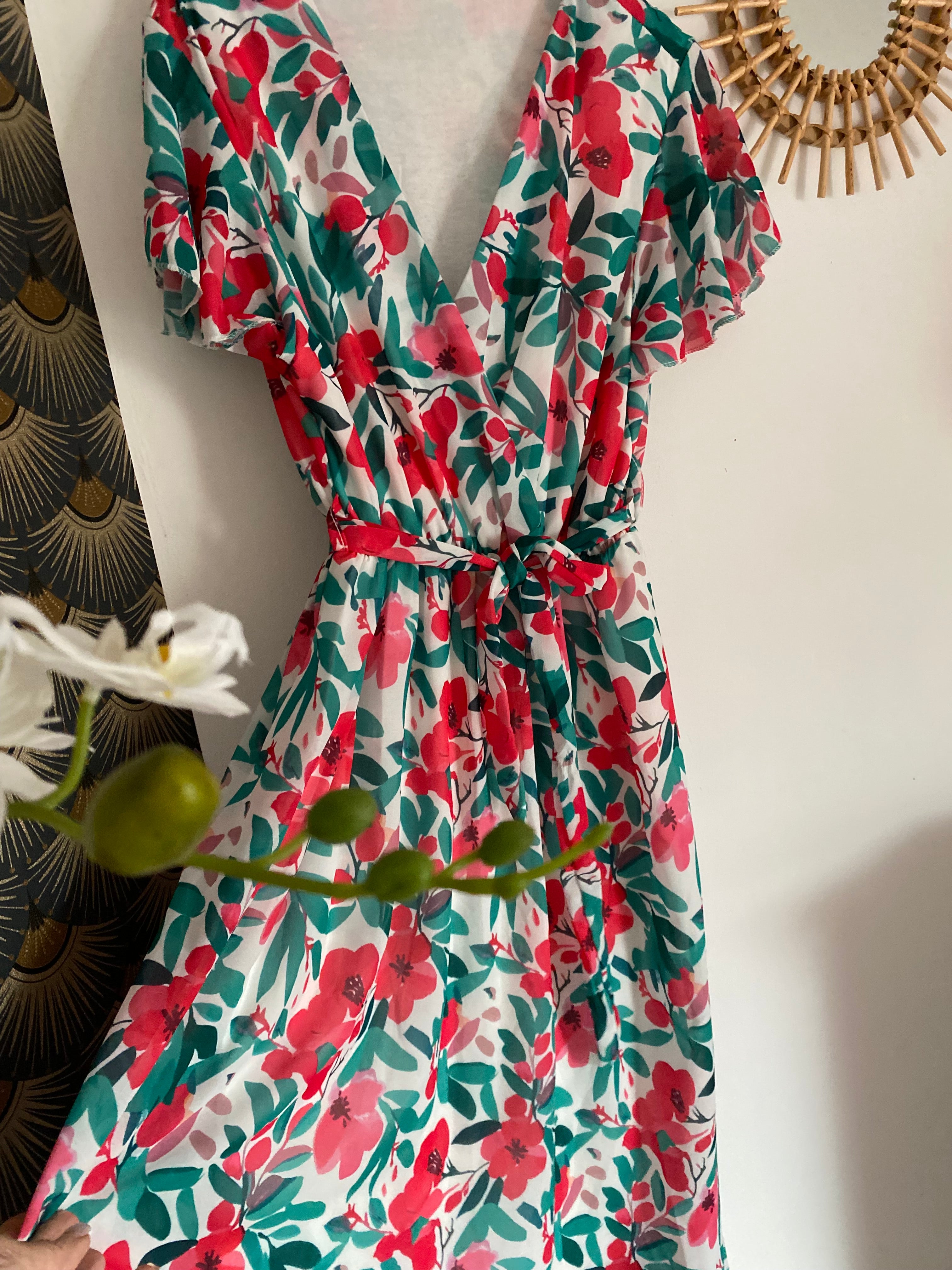ROBE MILY FLEURS VERTES 36/42