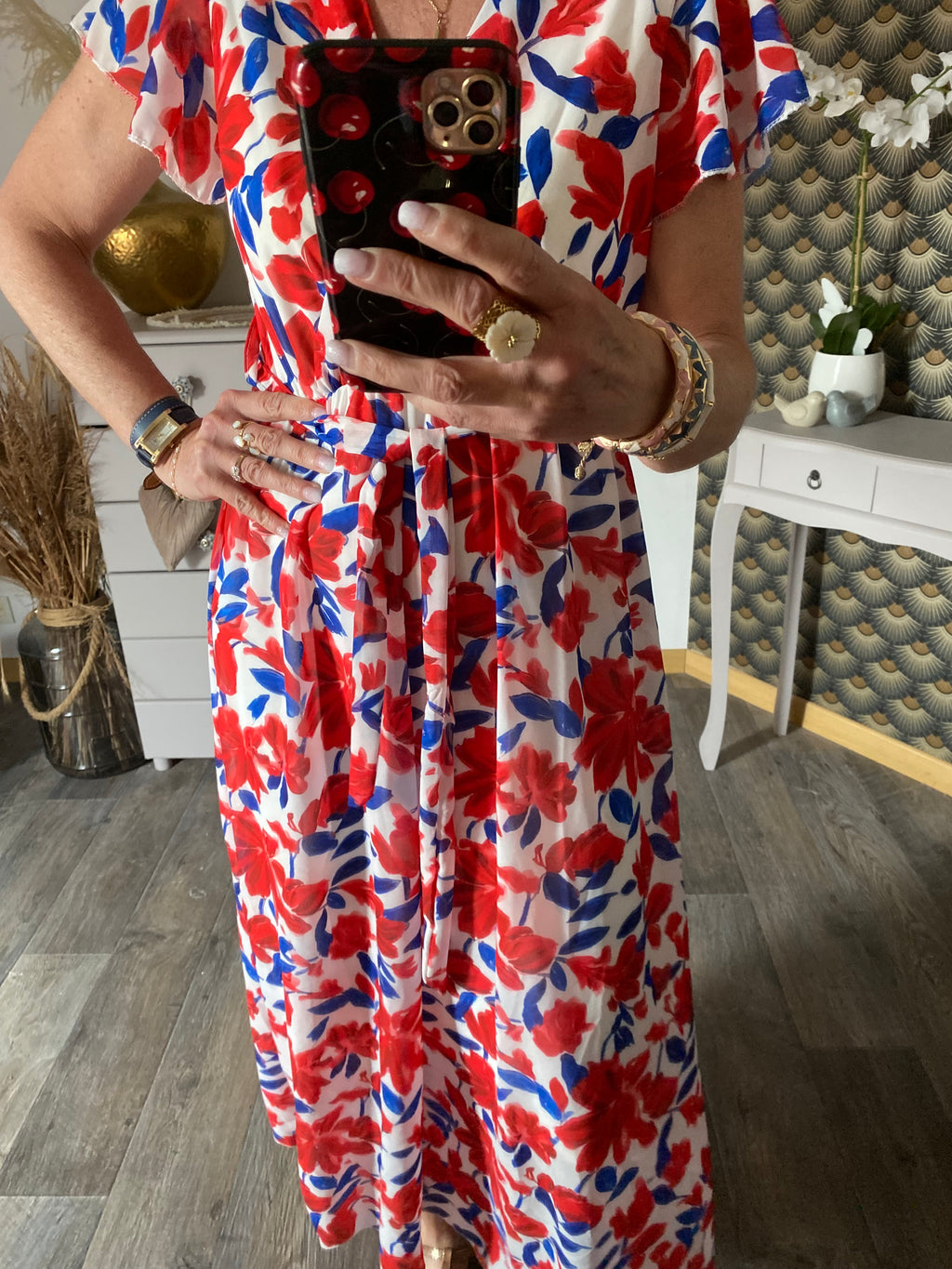 ROBE MILY FLEURS  ROUGES  36/42