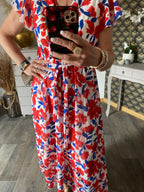 ROBE MILY FLEURS  ROUGES  36/42