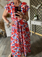 ROBE MILY FLEURS  ROUGES  36/42