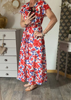 ROBE MILY FLEURS  ROUGES  36/42
