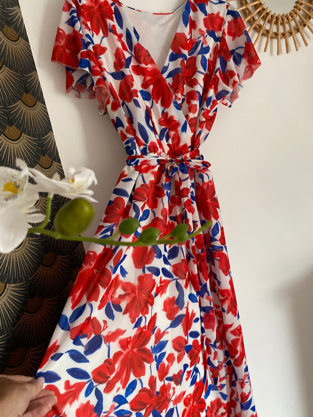 ROBE MILY FLEURS  ROUGES  36/42