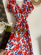 ROBE MILY FLEURS  ROUGES  36/42