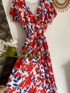 ROBE MILY FLEURS  ROUGES  36/42