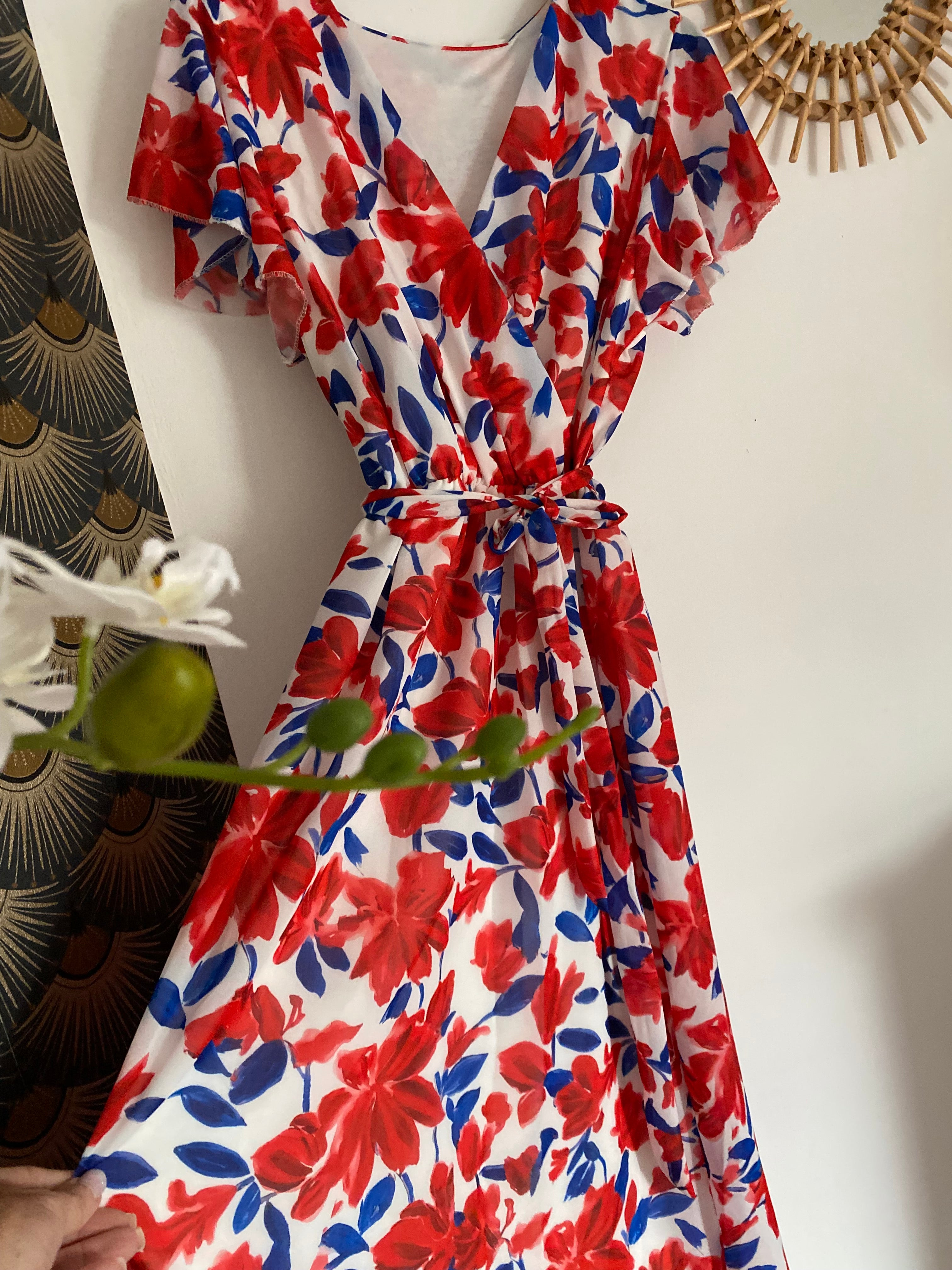 ROBE MILY FLEURS  ROUGES  36/42