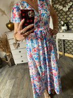 ROBE MILY FLEURS BLEU CIEL  36/42