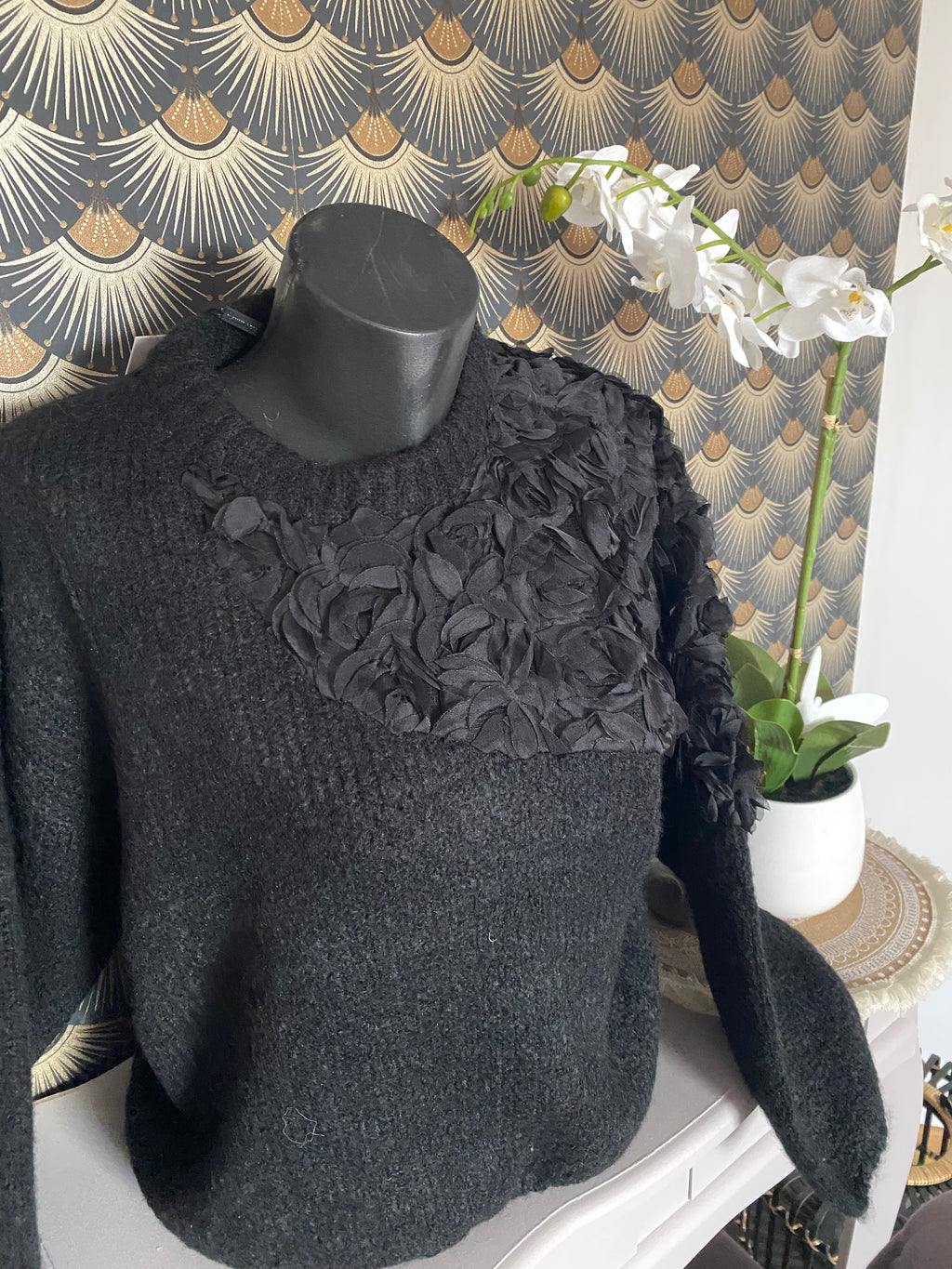 PULL ROSA NOIR TU 36/44