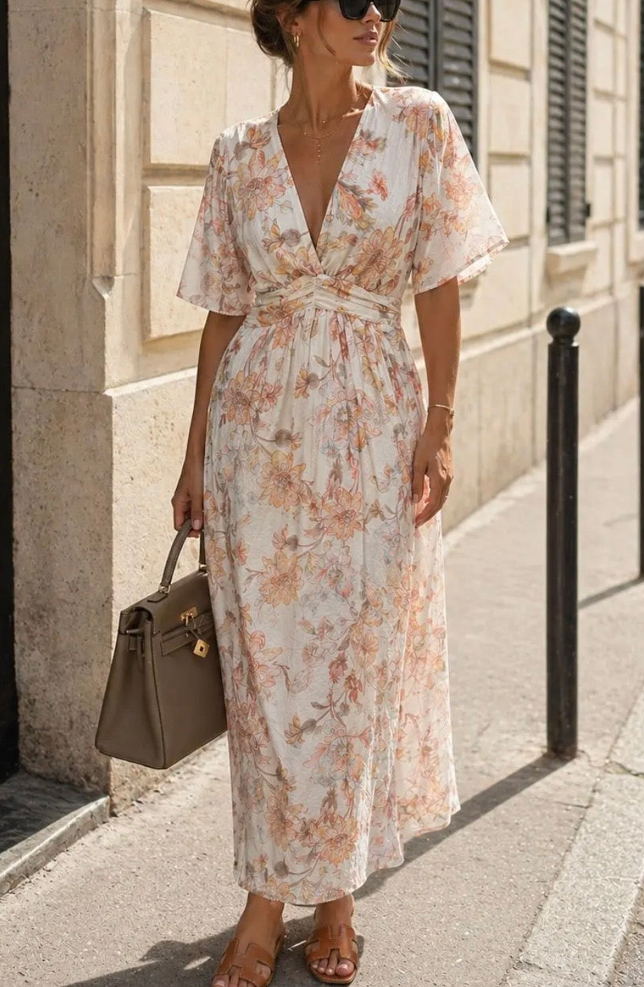 ROBE LONGUE  EMMA  MODELE 1 BEIGE  TAILLE S/M OU M/L
