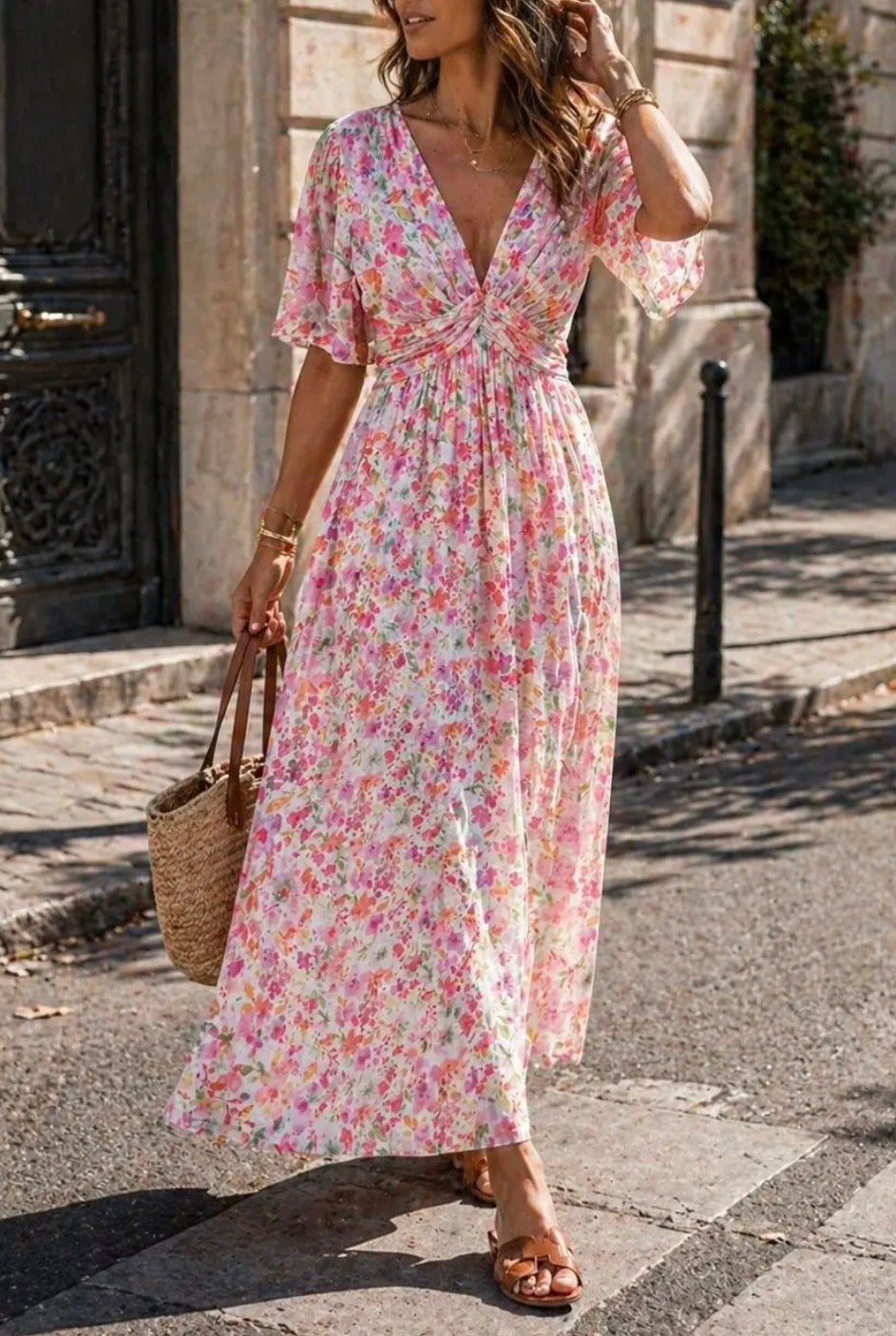 ROBE  LONGUE EMMA  MODELE 2 ROSE   TAILLE S/M OU M/L