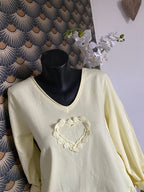 TOP FLEURS  JAUNE    36/42 petit 44