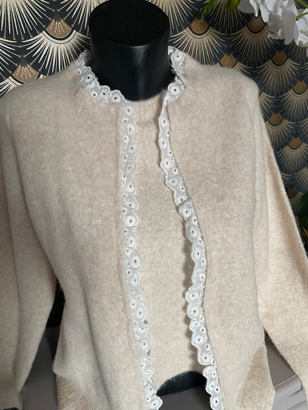 ENSEMBLE PULL GILET CORINNE ECRU  TU 36/42