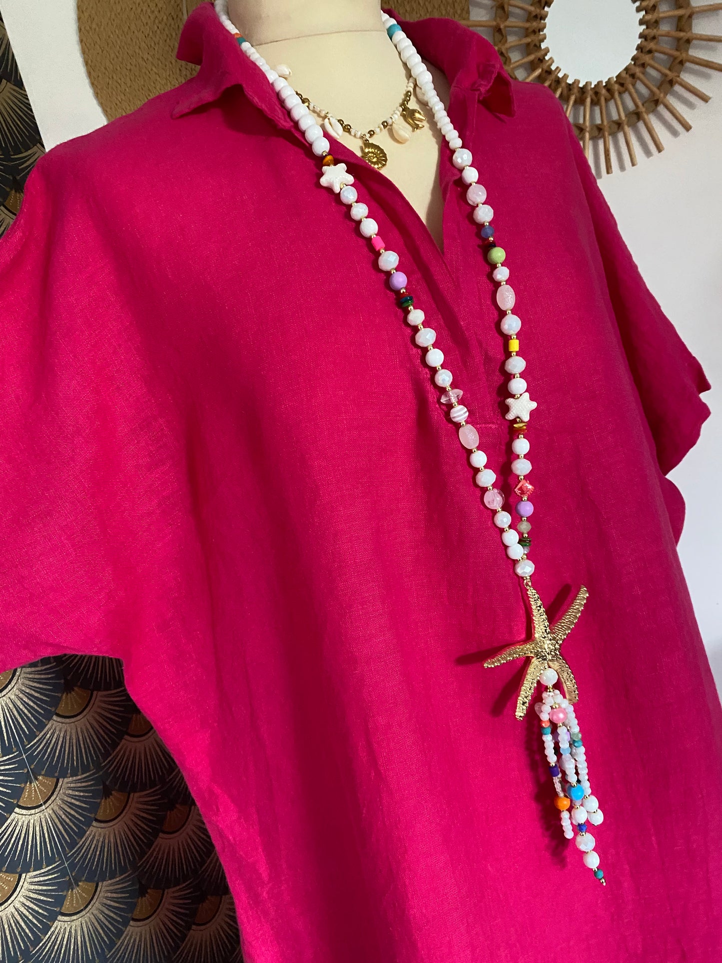 ROBES  LIN BELLE TAILLE  44/48  TROIS COLORIS ( KAKI,FUSHIA , ORANGE )