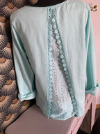 TOP FLEURS VERT D'EAU    36/42 petit 44