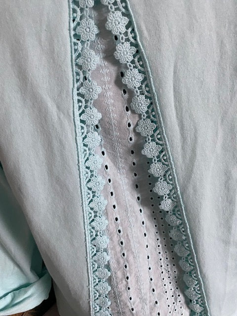 TOP FLEURS VERT D'EAU    36/42 petit 44