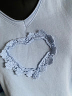 TOP FLEURS BLEU CIEL   36/42 PETIT 44