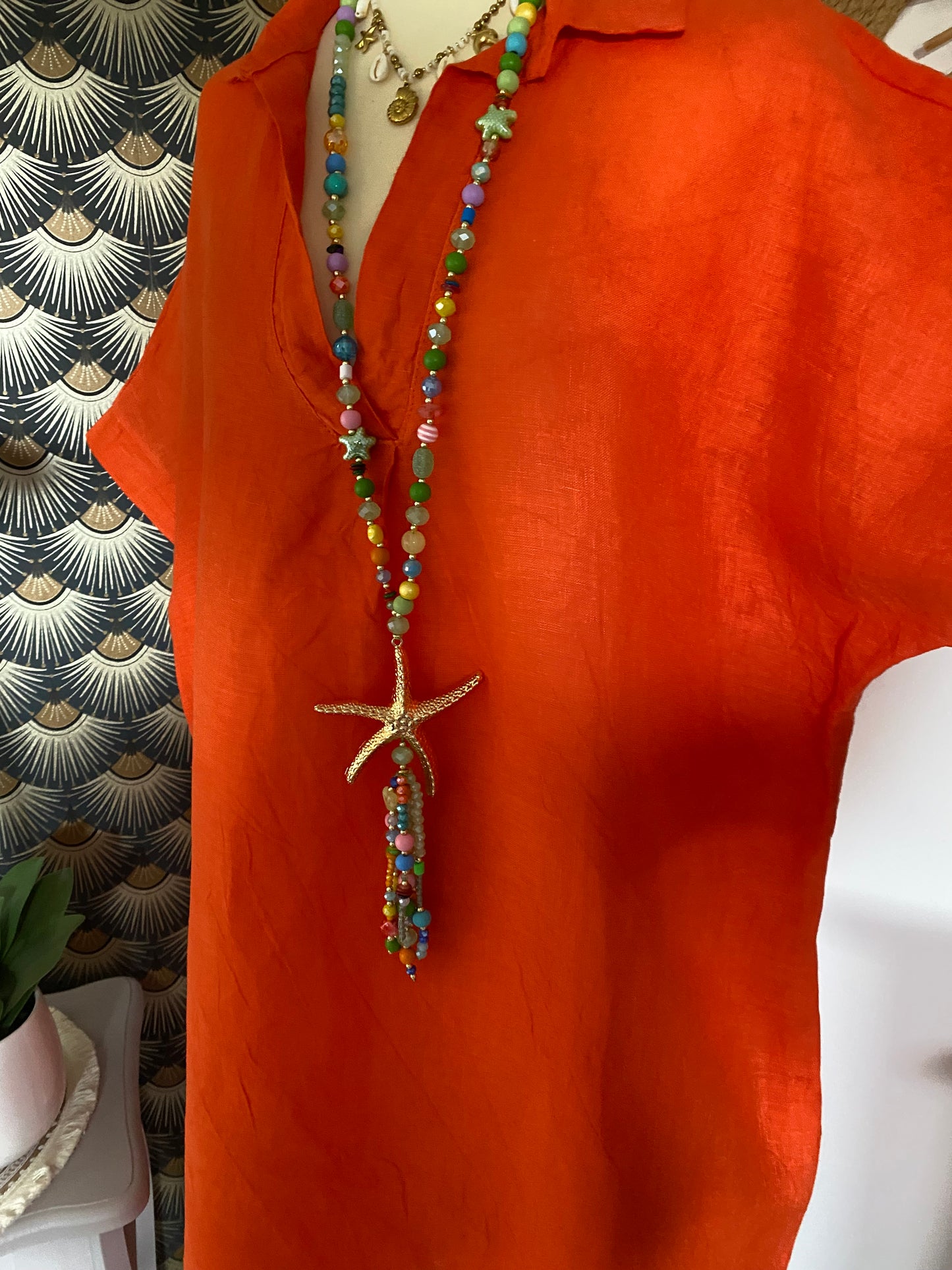 ROBES  LIN BELLE TAILLE  44/48  TROIS COLORIS ( KAKI,FUSHIA , ORANGE )