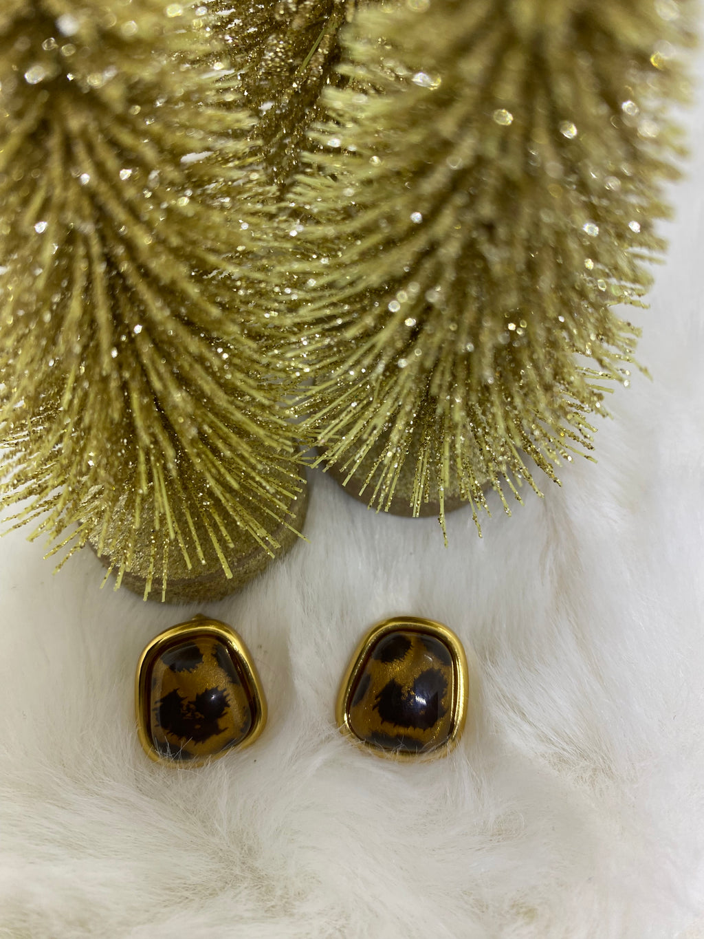 BOUCLES D'OREILLES EN ACIER INOXYDABLE  LEOPARD