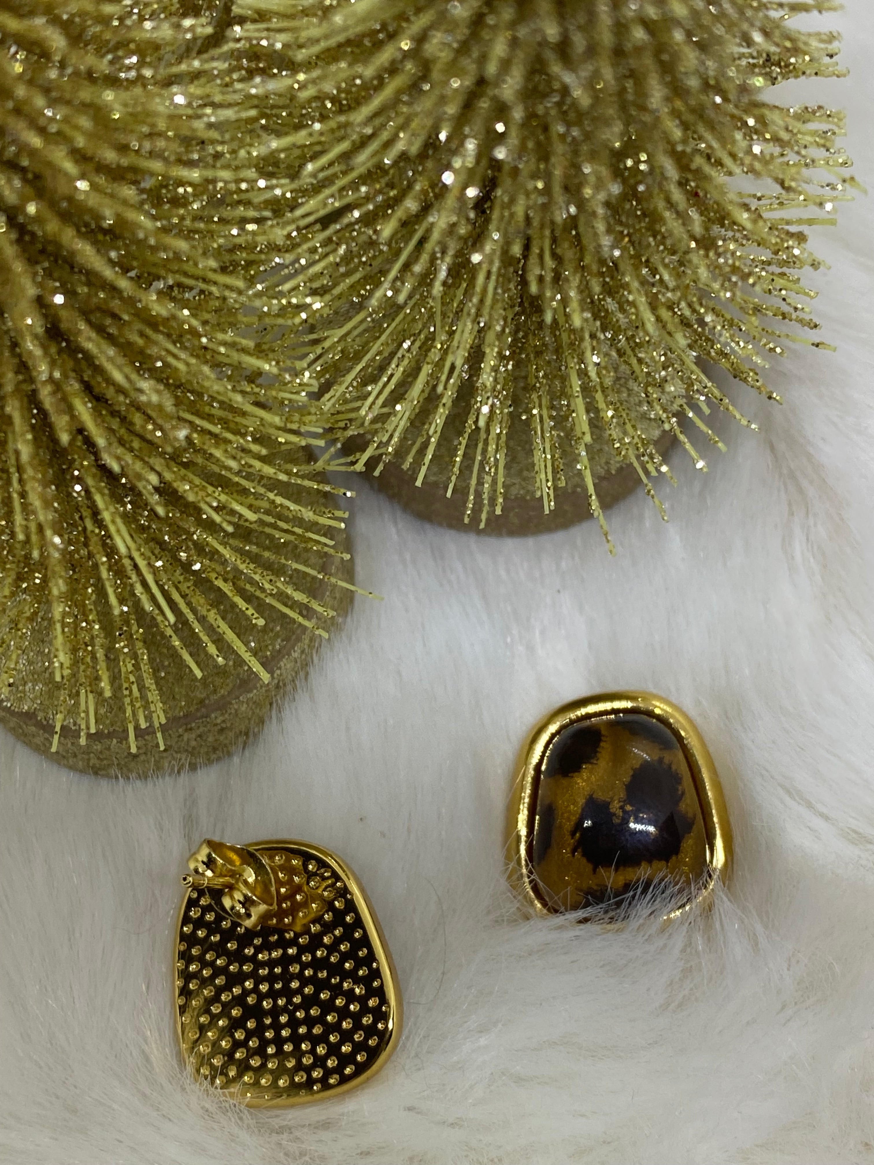 BOUCLES D'OREILLES EN ACIER INOXYDABLE  LEOPARD