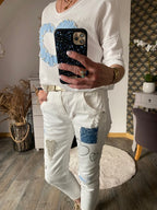 PANTALON 7/ 8 ème   BLANC    S/M/L/XL