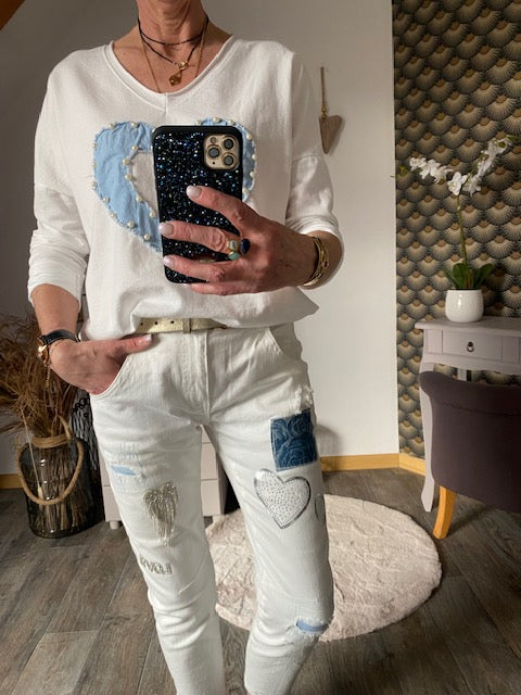 PANTALON 7/ 8 ème   BLANC    S/M/L/XL
