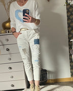 PANTALON 7/ 8 ème   BLANC    S/M/L/XL