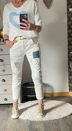 PANTALON 7/ 8 ème   BLANC    S/M/L/XL