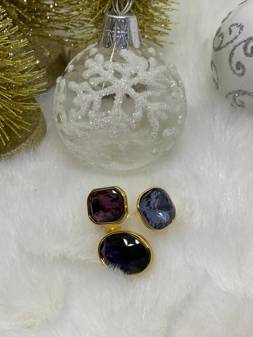 BAGUE ACIER INOXYDABLE REGLABLE  CRISTAL COULEUR BLEU ET VIOLET