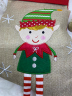 CHAUSSETTE DE NOEL  LUTIN AVEC  FOULARD , PARFUM ,BOUCLES D'OREILLES