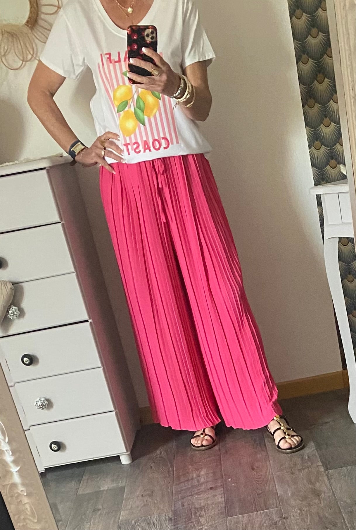 PANTALON MAGIQUE PLISSE  TU 36/48   FUSHIA