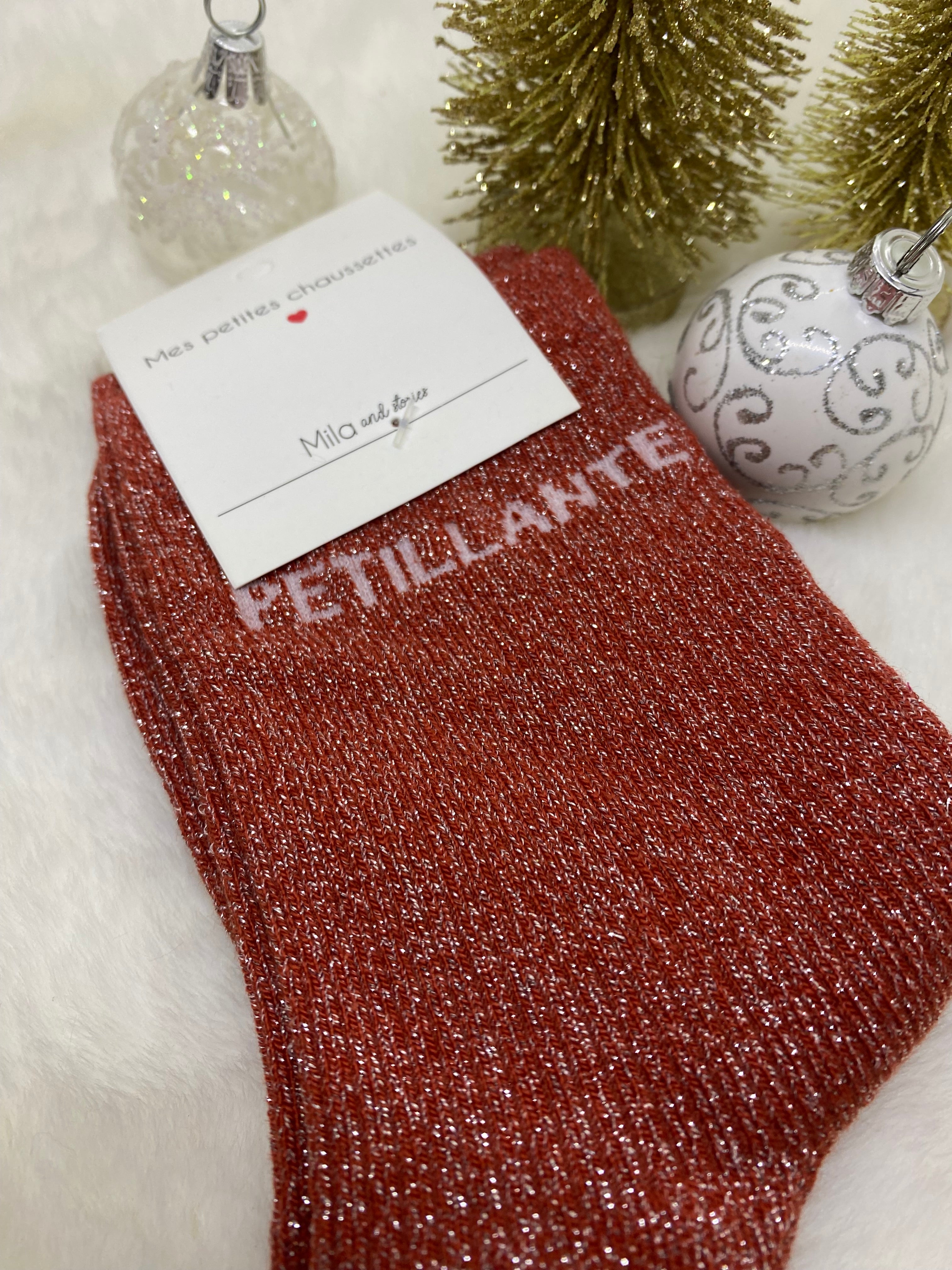 CHAUSSETTE DE NOEL  LUTIN AVEC  JONC , CHAUSSETES PAILLETTES ET PARFUM DE SAC