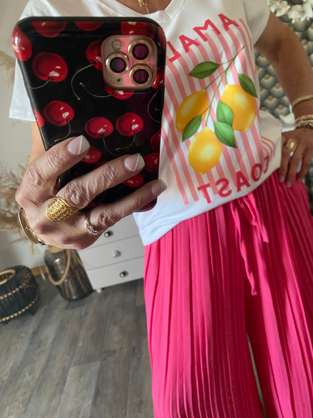 T-SHIRT AMALFI CITRON TU 36/44   ROSE