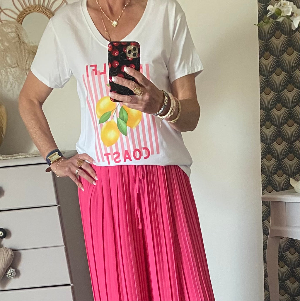 T-SHIRT AMALFI CITRON TU 36/44   ROSE