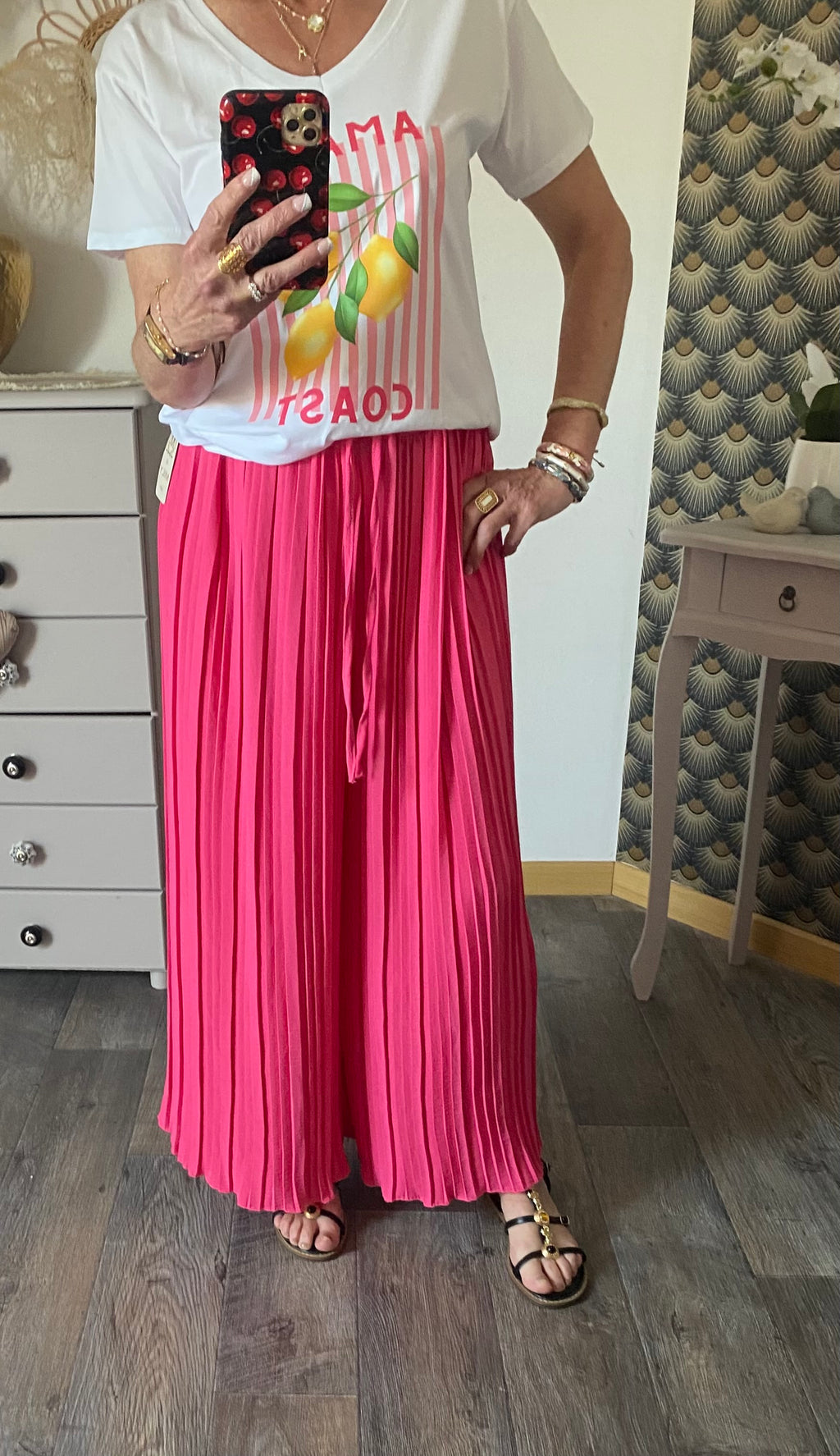 PANTALON MAGIQUE PLISSE  TU 36/48   FUSHIA