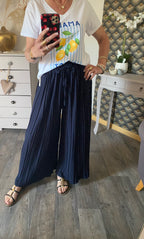 PANTALON MAGIQUE PLISSE  TU 36/48   BLEU MARINE